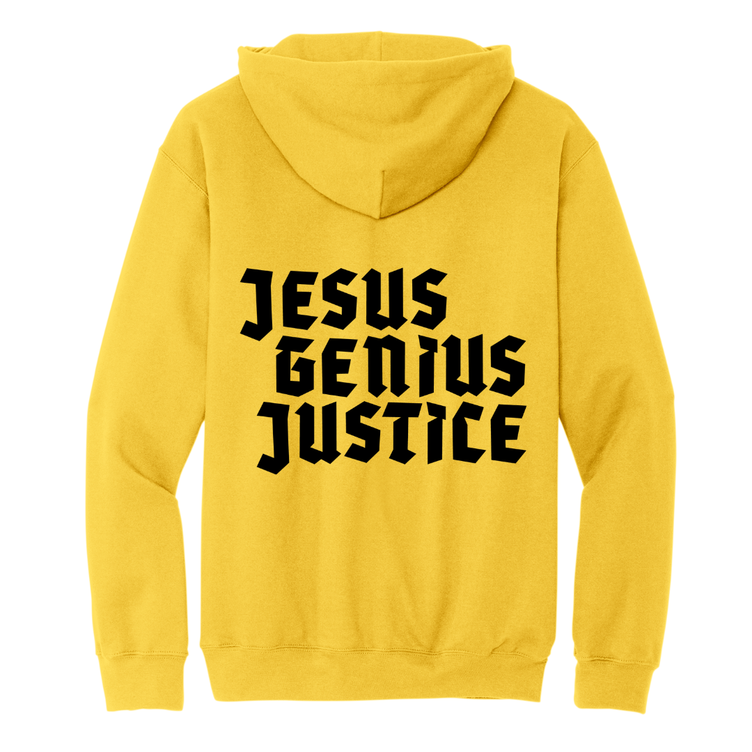 Jesus Genius Justice Unisex Hooded Sweatshirt (Front & Back)