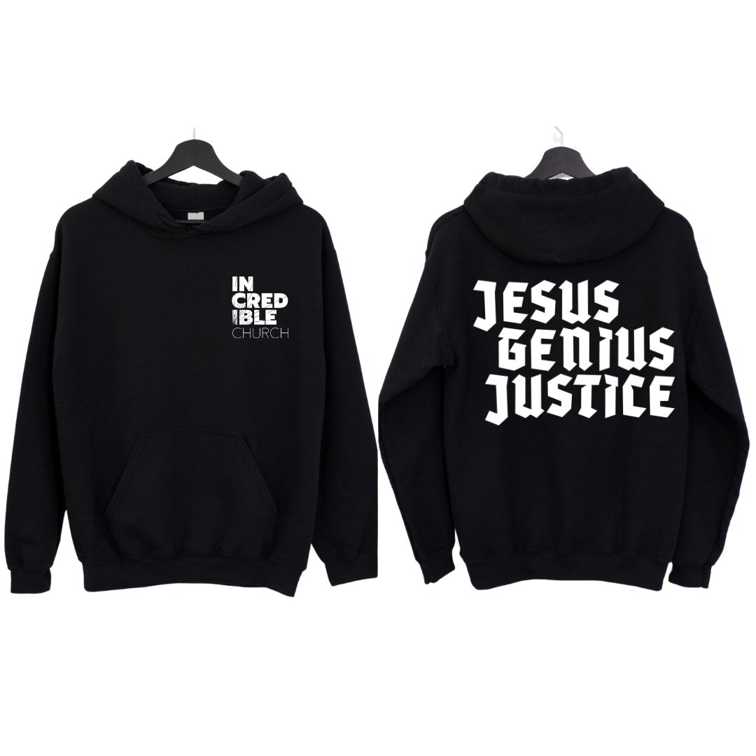 Jesus Genius Justice Unisex Hooded Sweatshirt